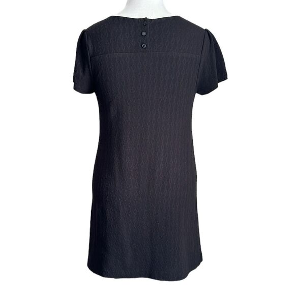 Maeve Anthropologie Women’s Little Black Shift Dress Diamond Knit Printed Size M - Picture 2 of 9